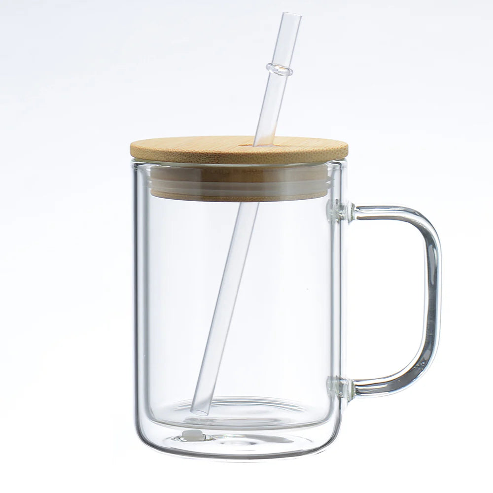 15oz Glass Mug W/ Fillable Handle SnowGlobe