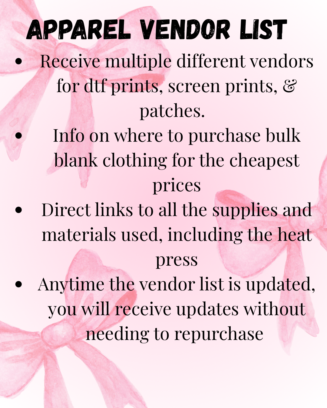 Apparel Vendor List