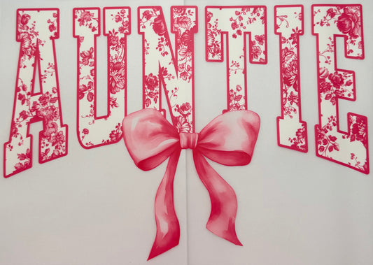 Pink Auntie Bow Shirt Transfer