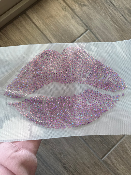 Pink Rhinestone Lips Shirt Transfer