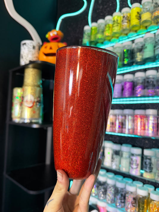 Red 24oz Curved Dry Glitter