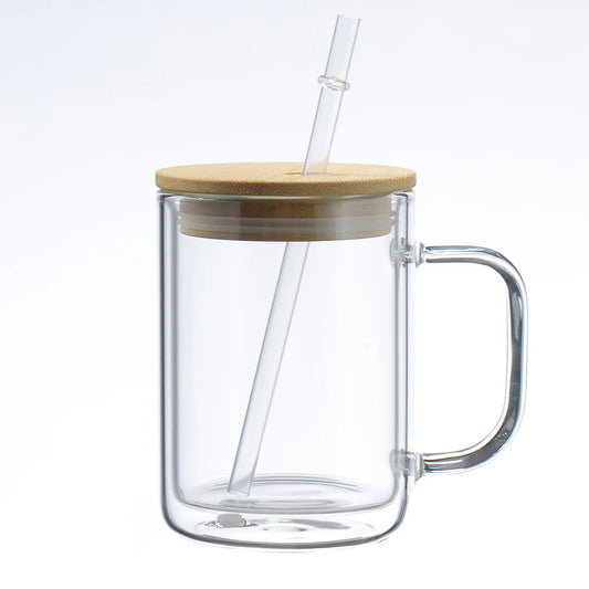 15oz Glass Mug W/ Fillable Handle SnowGlobe