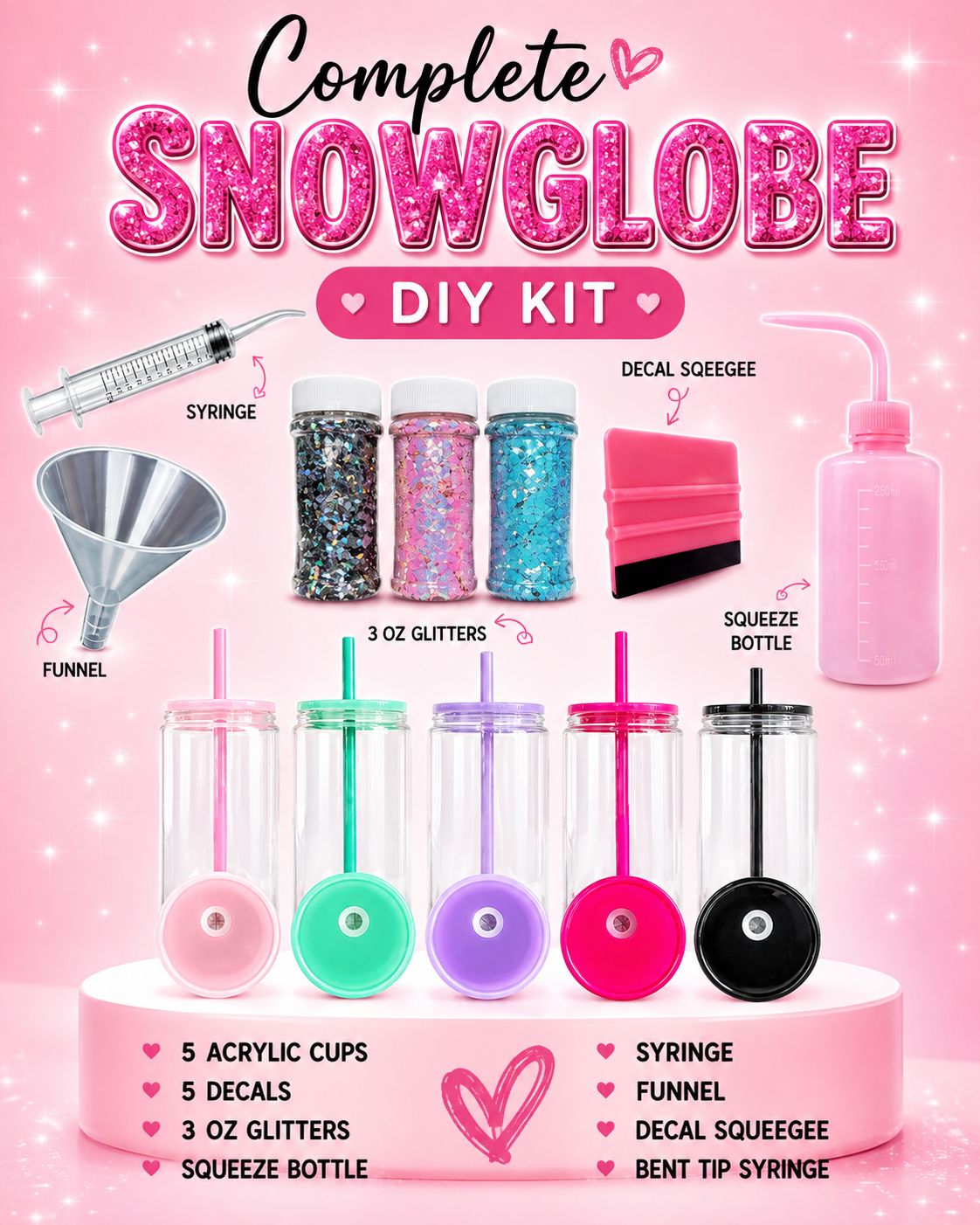 16oz Acrylic Complete Snow-globe Bundle : Make Your Own